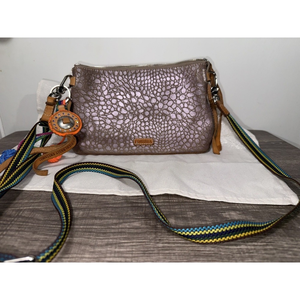 Consuela Midtown Crossbody  Metallic  Pebbled Leather Purse